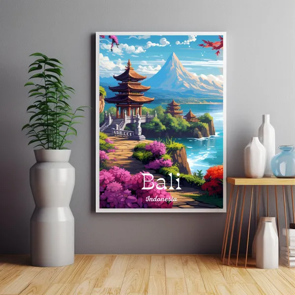 Bali Balinese Retro Travel Poster