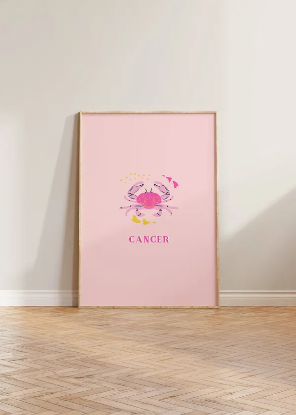 Cancer Star Sign Print, Zodiac Horoscope Wall Art