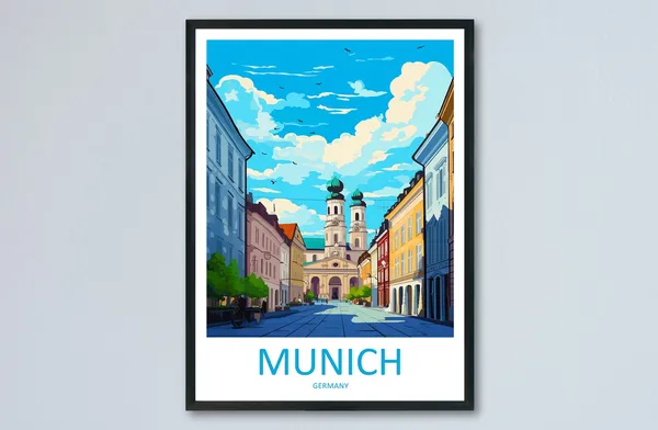 Munich Travel Poster, Germany Wall Decor