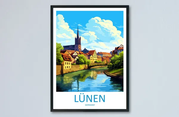Lnen Germany Travel Poster, Europe Wall Decor