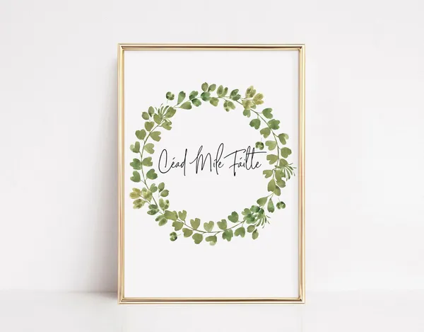 Céad Míle Fáilte Hallway Art Print, Irish Wreath