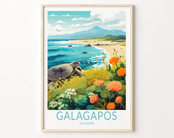 Galpagos Islands Travel Poster, Ecuador Wall Art