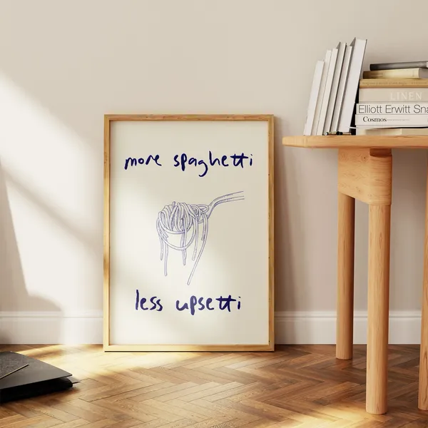 Spaghetti Art Print, Trendy Retro Kitchen Decor