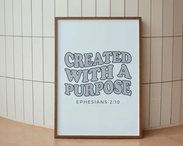 Retro Christian Wall Print, Created With A Purpose