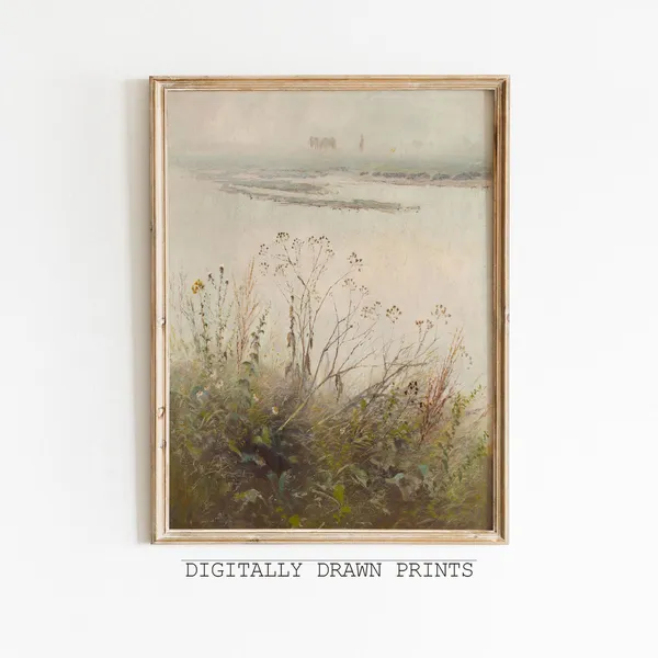Vintage Botanical Wildflower Art Print, Muted Country Decor