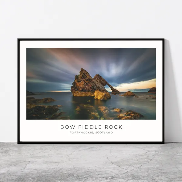 Bow Fiddle Rock Travel Poster, Portknockie Scotland