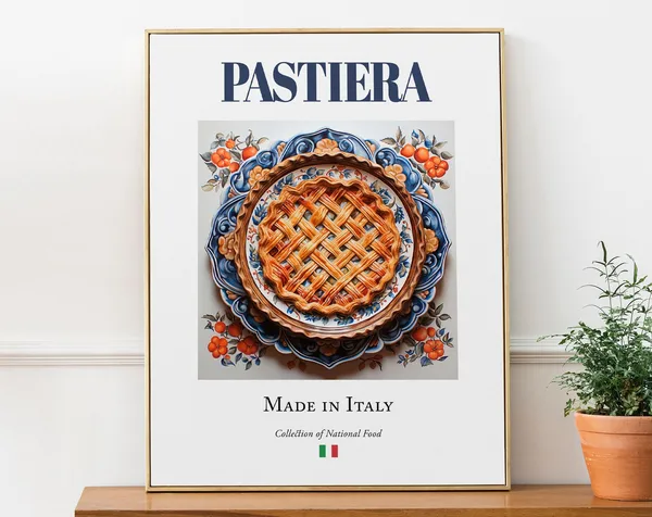 Pastiera on Maiolica Tile Plate, Italian Food Art Print
