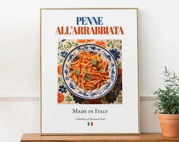 Penne Allarrabbiata On Maiolica Tile Plate, Poster