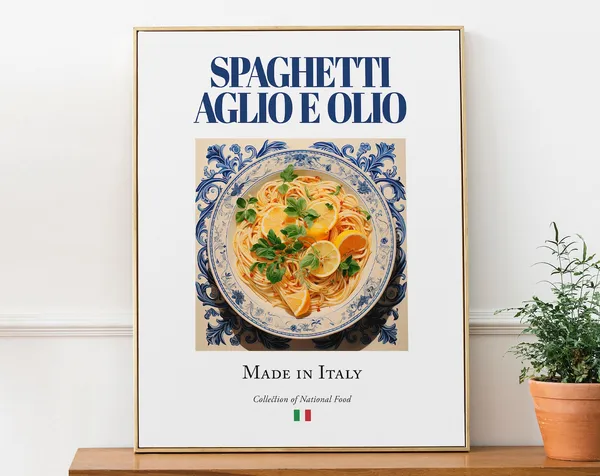 Spaghetti Aglio E Olio, Traditional Italian Food Art Print