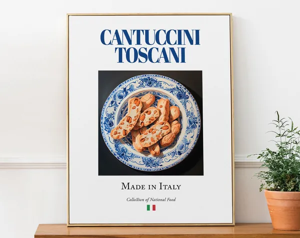 Cantuccini Toscani on Maiolica Tile, Italian Food Poster