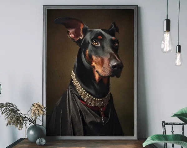 Doberman Animal Painting Art Print, Unique Altered Body