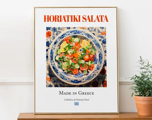 Horiatiki Salata on Maiolica Tile Plate Art Print
