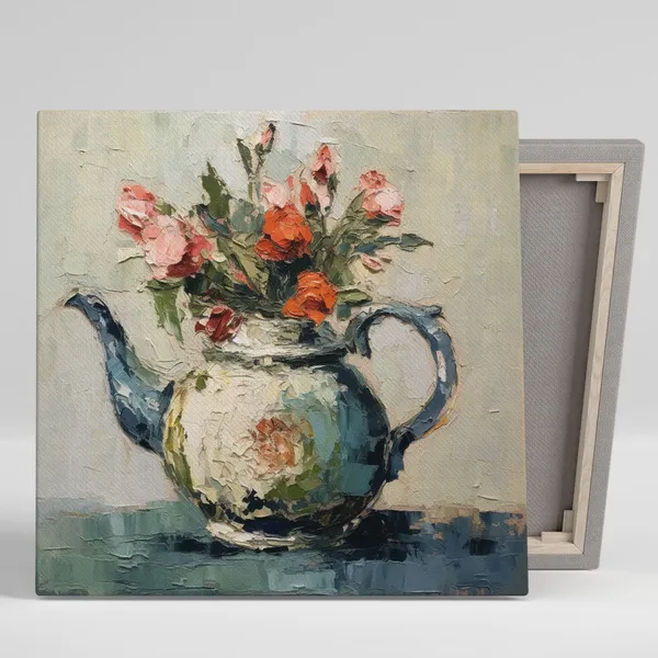 Vintage Tea Cup With Flower Retro Kitchen Art Print