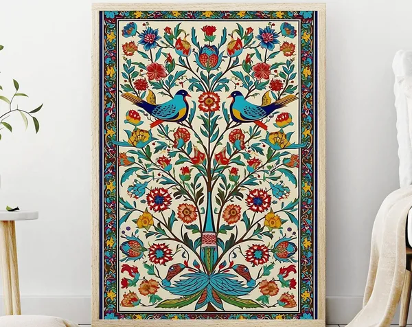 Turkish Vintage Tile Art Floral Travel Poster