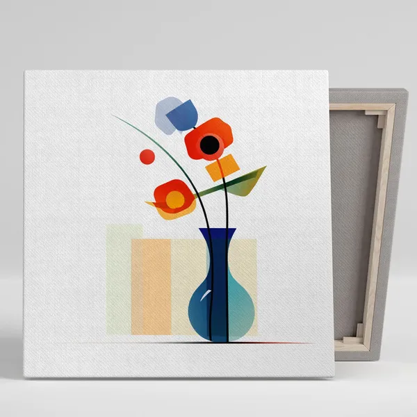 Abstract Flower in Vase, Modern Botanical Art Print