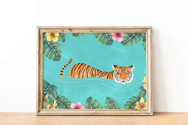 Tiger Animal Print, Jungle Illustration Art Print