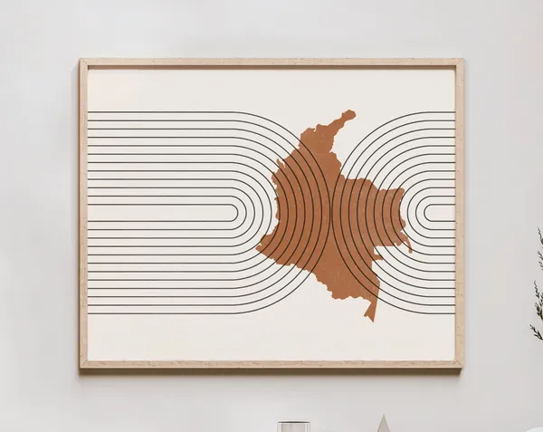 Colombia Mid-Century Map Retro Decor Poster