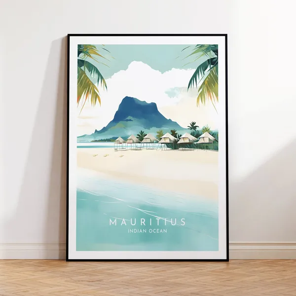 Mauritius Travel Poster, Indian Ocean Destination