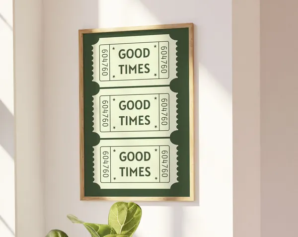 Green Good Times Ticket Retro Bar Cart Art Print