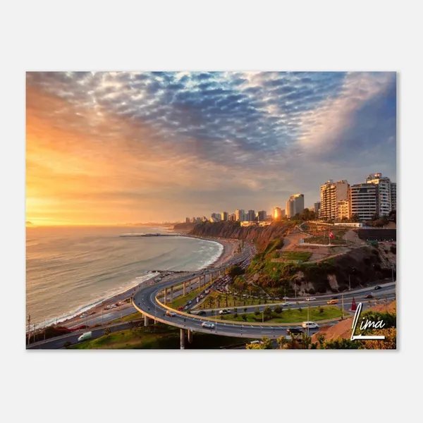 Lima Peru Coastal Sunset Travel Poster