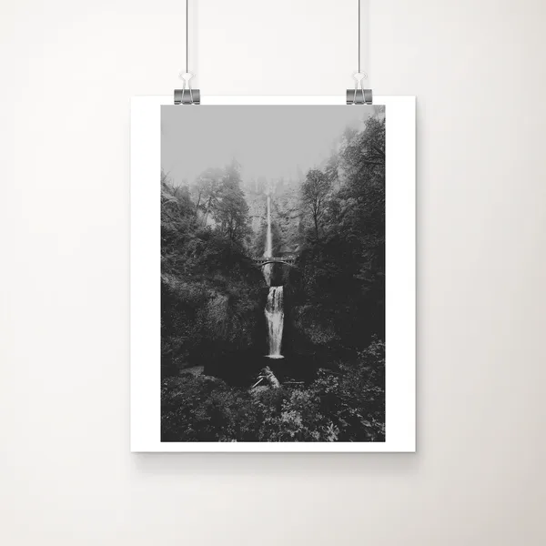 Multnomah Falls Black And White Travel Poster