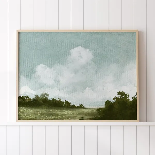 Soft Spring Landscape, Vintage-Inspired Art Print