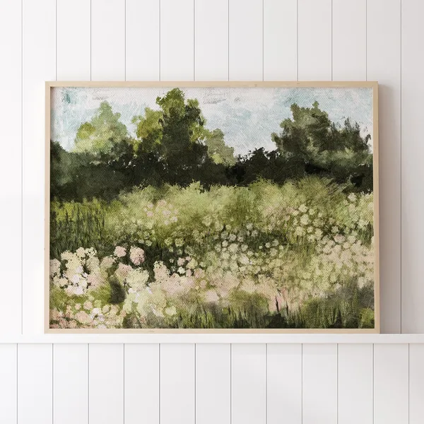 Summer Landscape Vintage Style Meadow Art Print