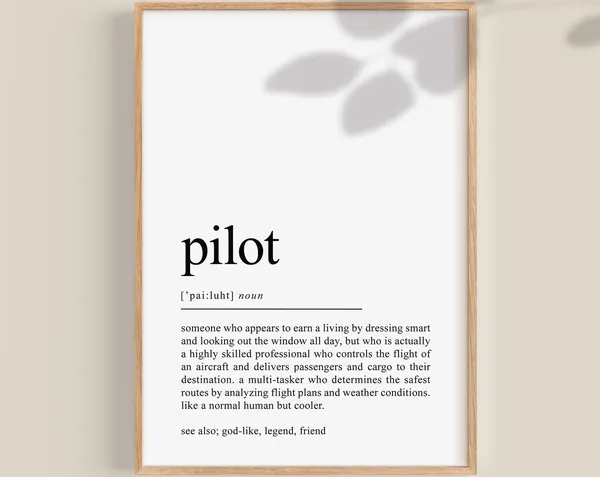Pilot Definition Wall Art Print, Cabin Crew Gift