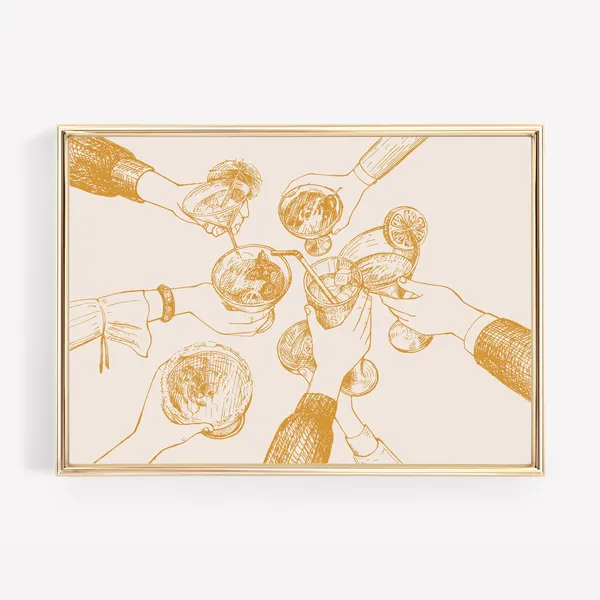 Cheers Sign Print, Retro Bar Cart Decor
