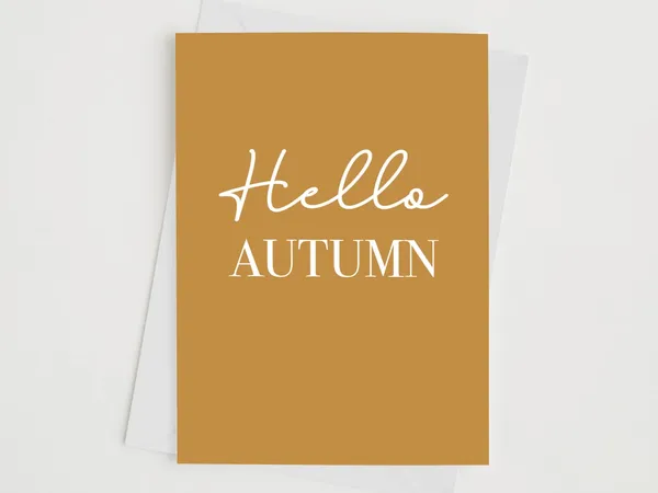 Hello Autumn Seasonal Greeting Quote Art Print