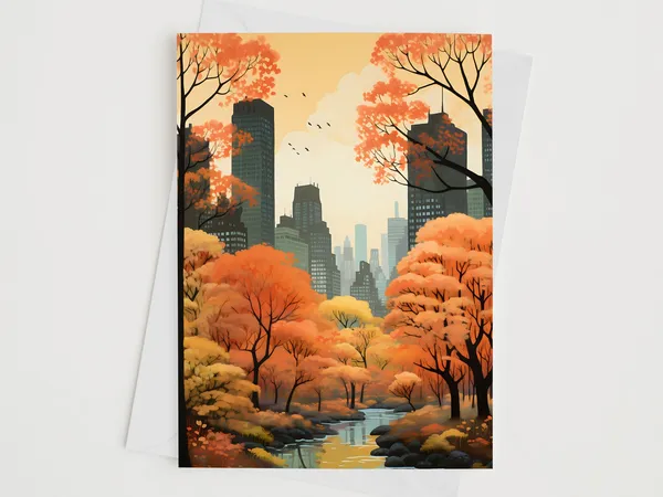 Central Park In The Autumn, Seasonal Greeting Poster