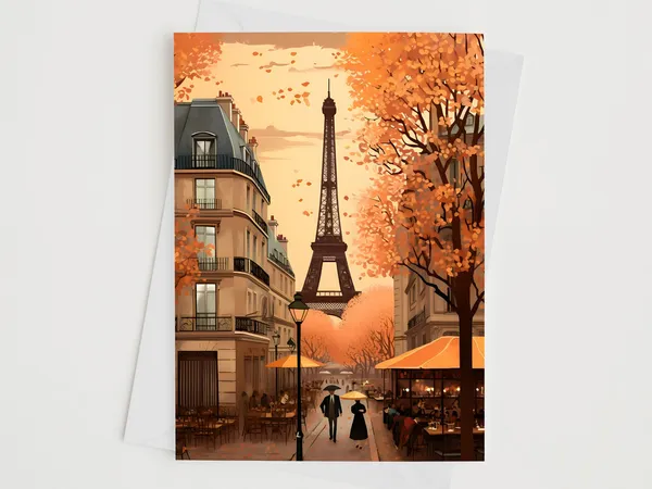 Paris In The Autumn Travel Poster, Seasonal Scene
