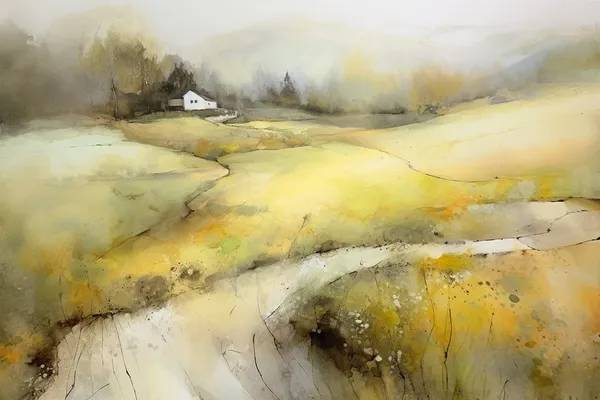 Idaho Farm Watercolor Art Print, Rustic Landscape