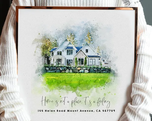 Personalized Watercolor House Portrait, New Home Art Print