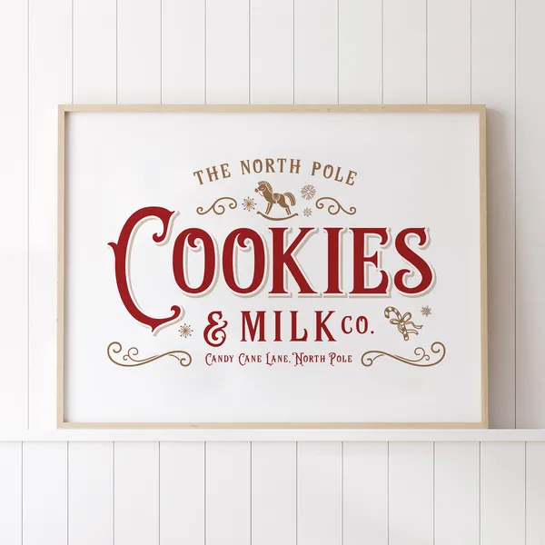 Vintage Christmas Cookie And Milk Poster