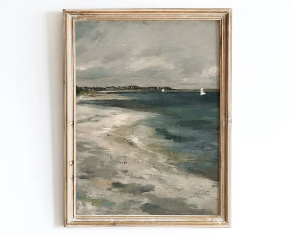 Vintage European Coastal Seascape Art Print