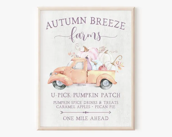 Instant Pumpkin Truck Nostalgic Fall Art Print