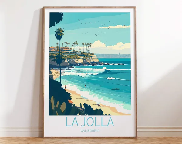 La Jolla California Coastal Travel Poster, San Diego