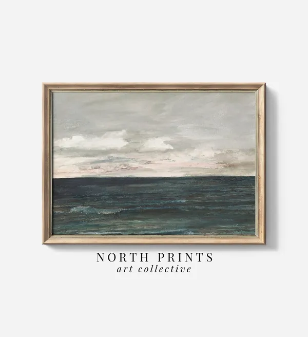 Vintage Seascape Dark Moody Ocean Poster