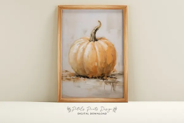 Pumpkin Still Life Painting Wall Art Print