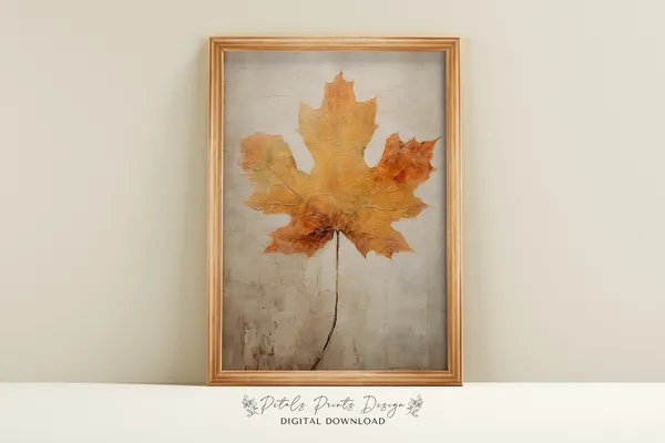 Rustic Maple Leaf Still Life Vintage Autumn Art Print