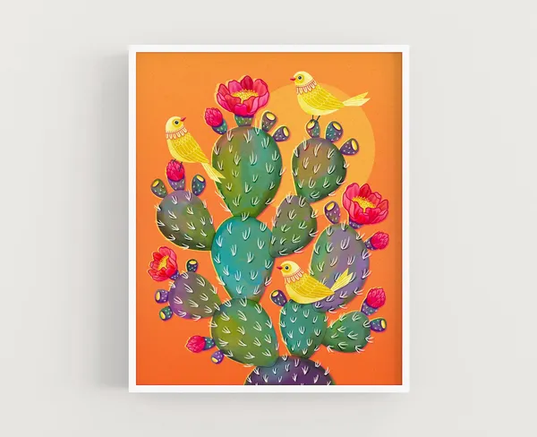 Desert Cactus Art Print, Botanical Wall Art