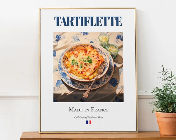 Tartiflette on Maiolica Tile Plate, French Food Art Print