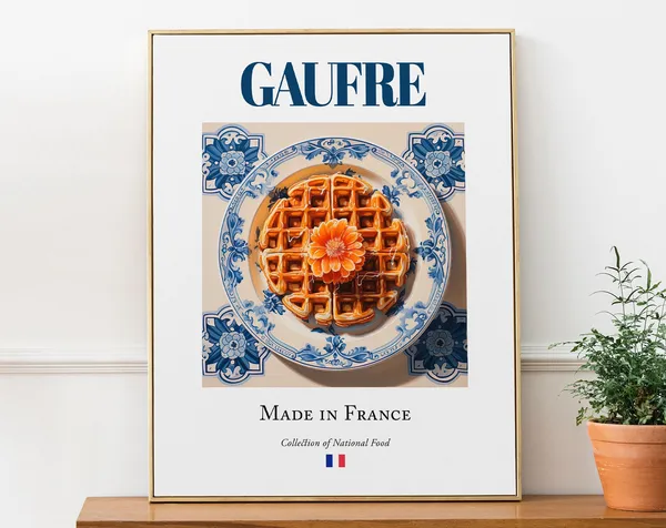 Gaufre on Maiolica Tile Plate, French Food Art Print