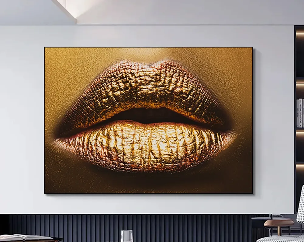 Gold Lips Pop Art Wall Art Print