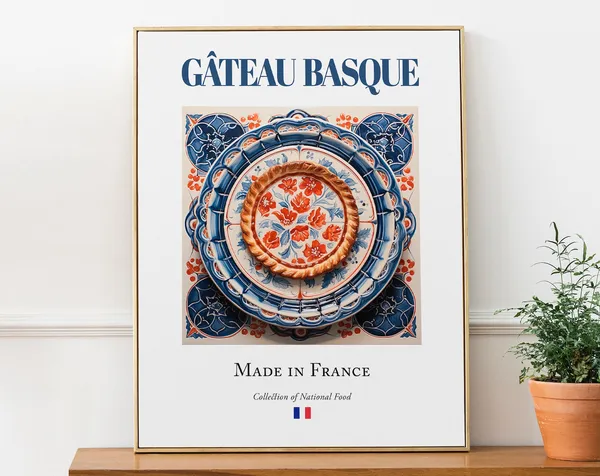 Gâteau Basque on Maiolica Tile Plate, Food Art Print