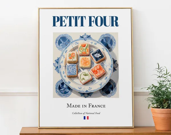 Petit Four on Maiolica Tile Plate, French Food Art Print