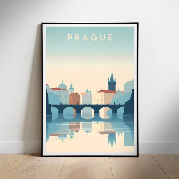 Prague Minimalist Travel Poster, Czech Republic