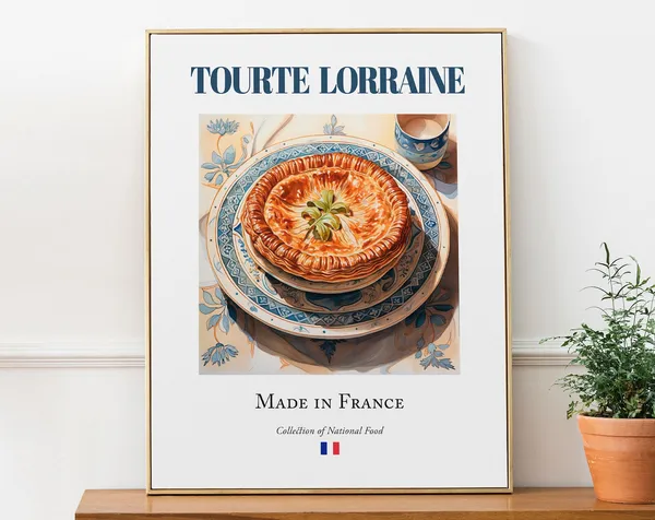 Tourte Lorraine on Maiolica Tile Plate, French Food Art Print