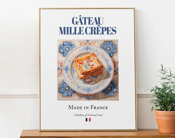 Gâteau Mille Crêpes on Maiolica Tile Plate Art Print